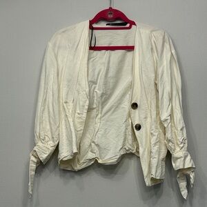 Zara Cream Blazer with Button Accents